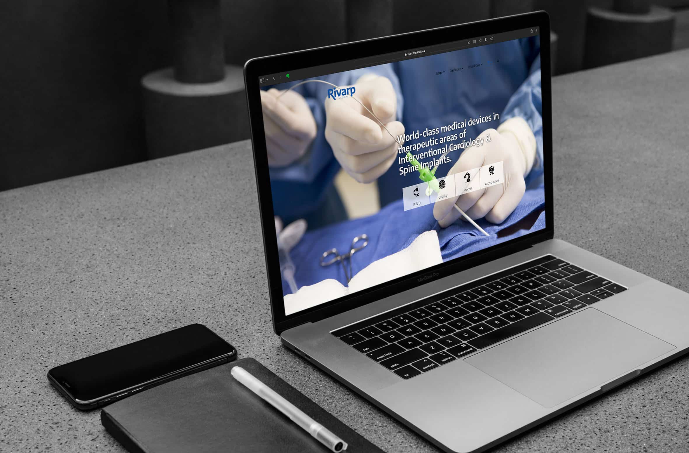 Rivarp Medicals website design by Studio Exalt